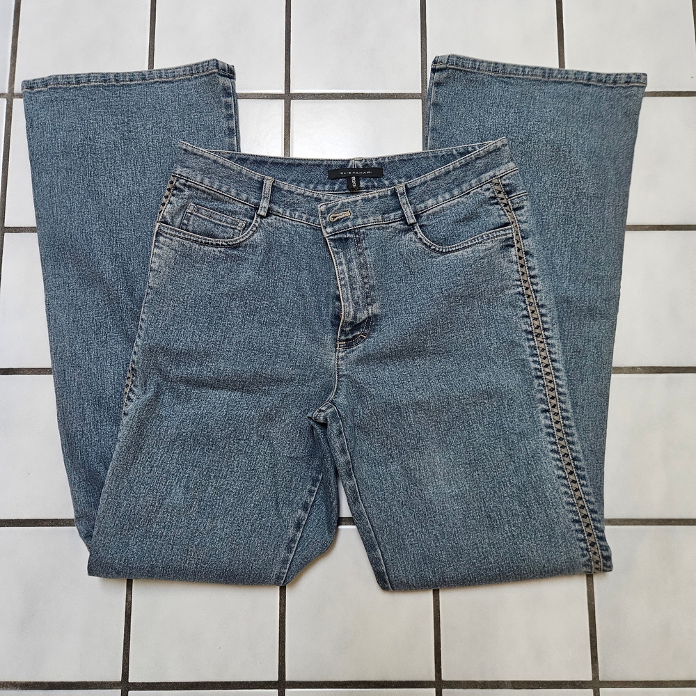 Early 00’s Elie Tahari for Bergdorf Goodmen Denim Jeans with Suede Side Detail